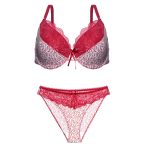 مدل ست لباس زیر گیپوردار قرمز و خاکستری NBB