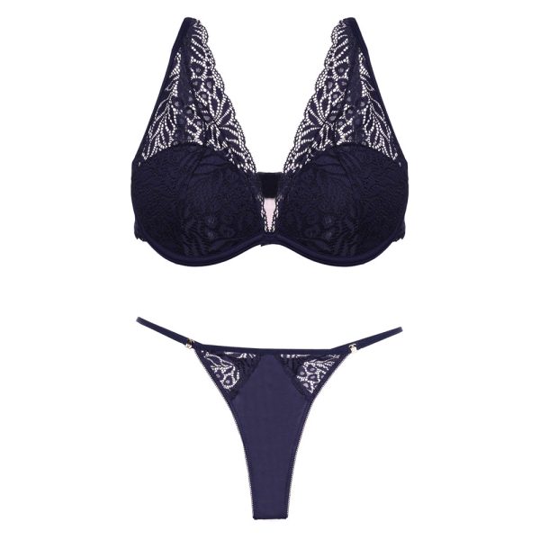 ست لباس زیر گیپوردار مشکی NBB مدل 4807