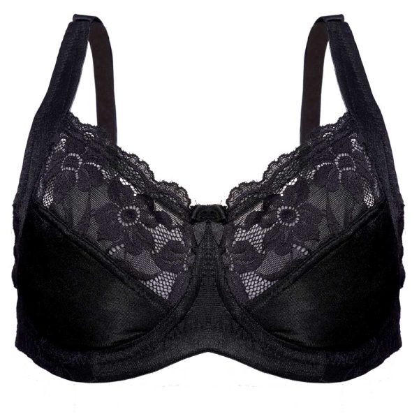 سوتین زنانه گیپور دار مشکی مدل 3215 آنیل، فنر