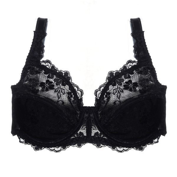 سوتین زنانه مشکی گیپور فنردار مدل 1630 برند yeniinci ینیینچی با طراحی زیبا و فرم دهی طبیعی